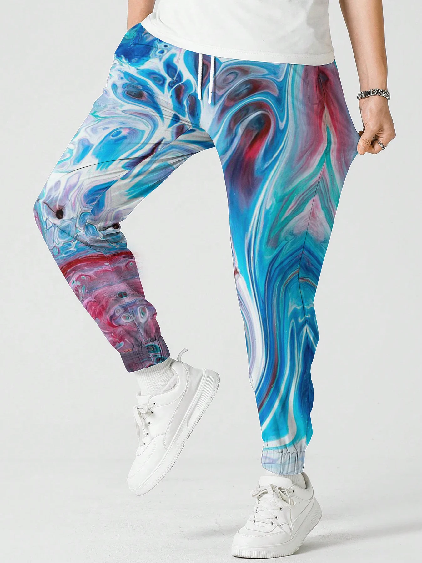 

Men Trousers Multicolored Marble Pattern Printed Sweatpant Fashion Male Women Casual Pants Autumn Outdoor Jogging Pants