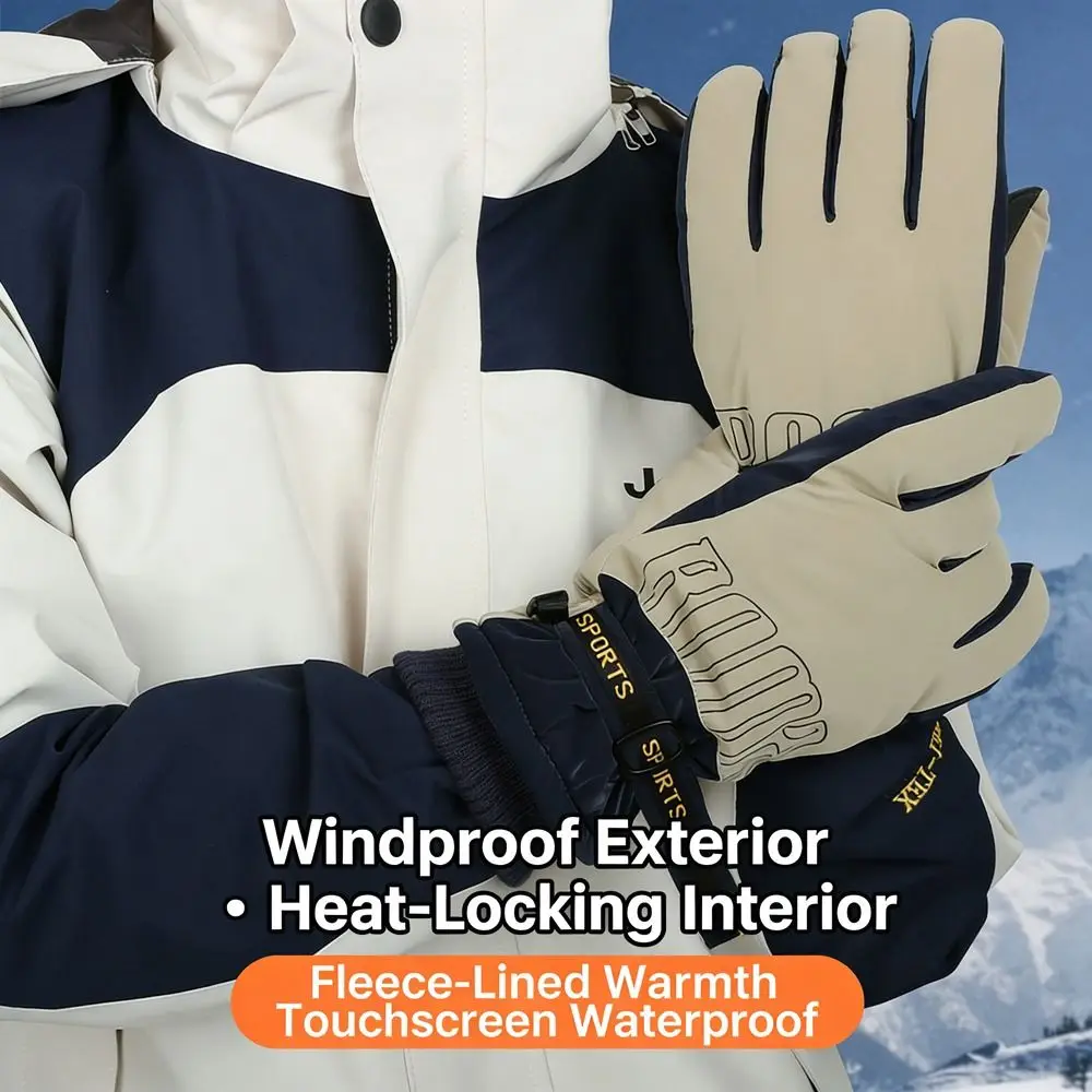 

Fashion Waterproof Ski Gloves Fleece Lined Touch Screen Snow Gloves Warm Thermal Comfortable Winter Gloves Running