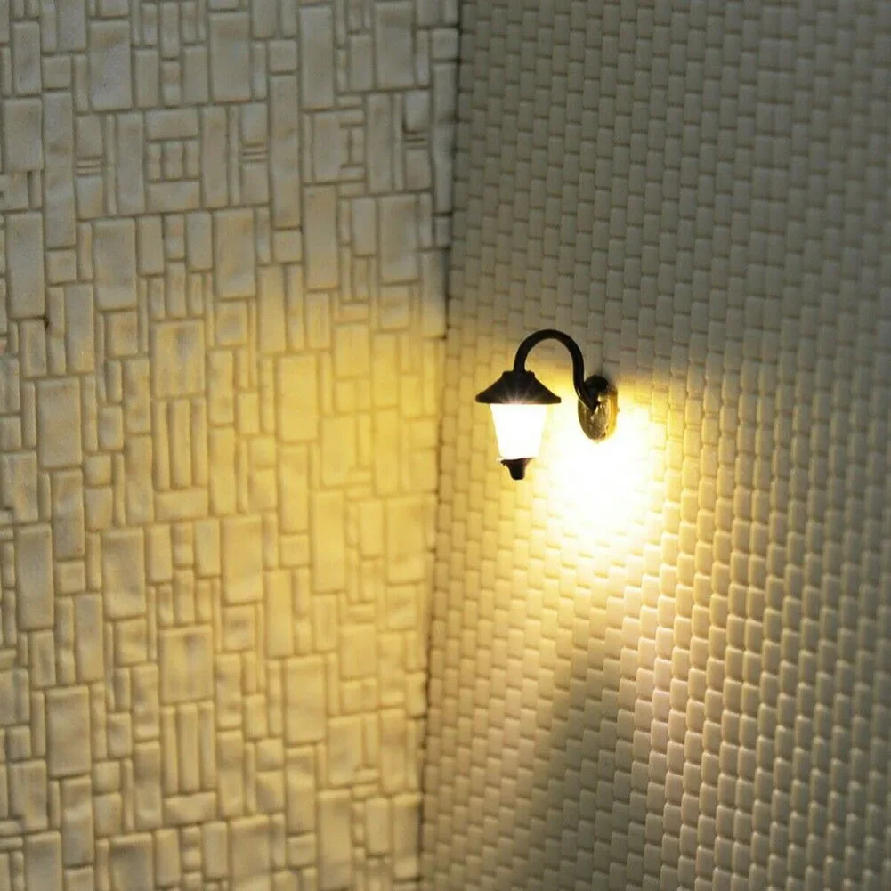 10pc 1:87 Scale Wall Lamps LED Street Lamps For H0 Houses Building Steel Column Model Lampposts Railroad Decor Landscape Access
