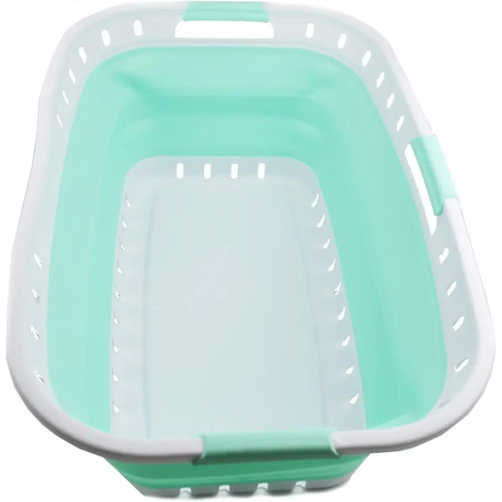 

Складная корзина для белья 44 л - портативный органайзер для хранения и таз для стирки - компактная корзина для белья (белый/светло-зеленый)