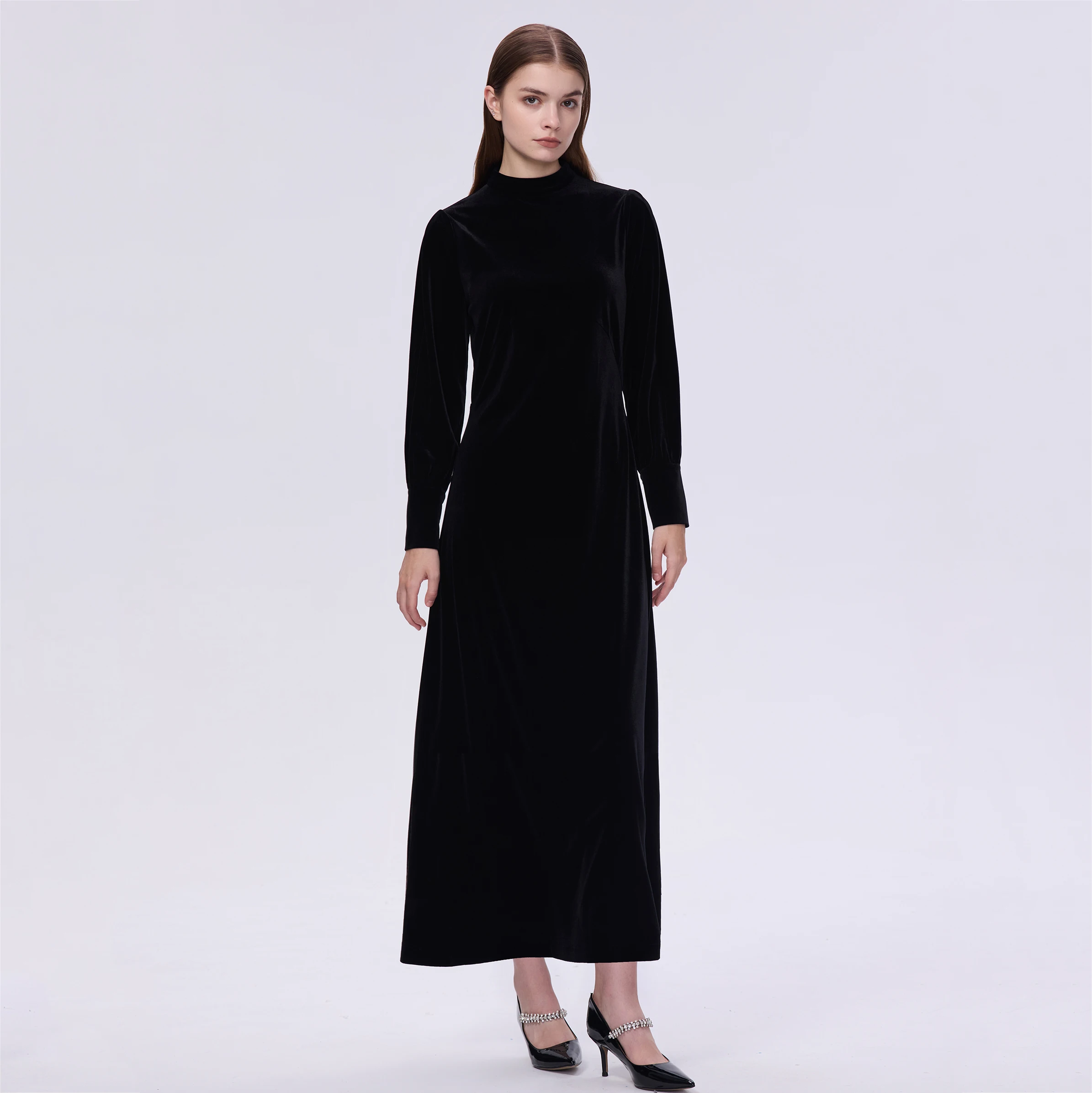 AP 2025 Autumn and Winter Lady Clothes Women Velvet Patchwork Maxi Dress High Quality