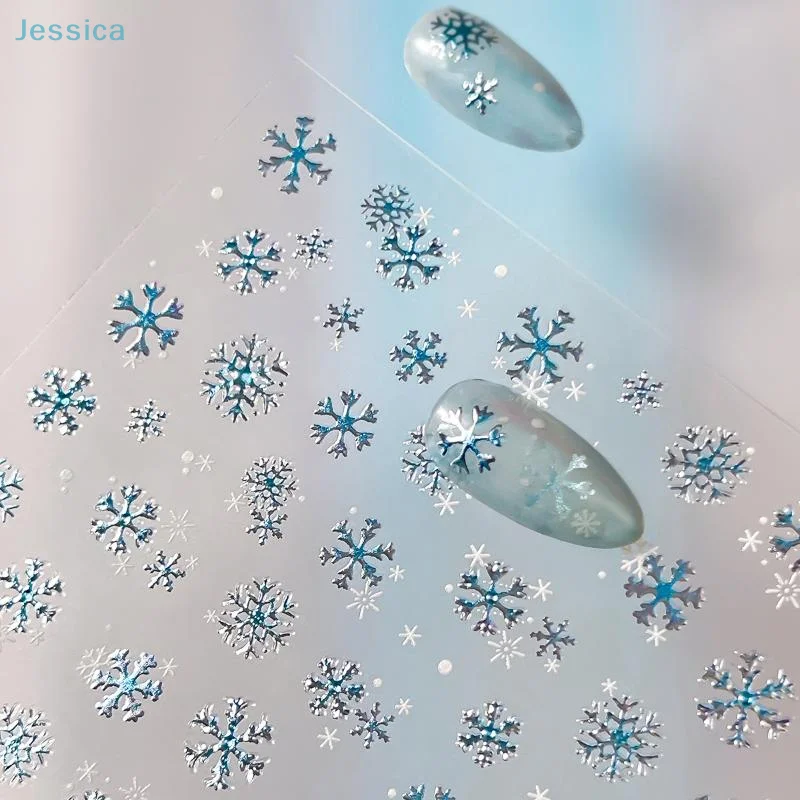 ♥ 冬の3Dネイルアートステッカー - DIYマニキュア用のかわいいクマと雪の結晶のデカール、自己粘着式の冬をテーマにしたネイルデコレーションアクセサリー