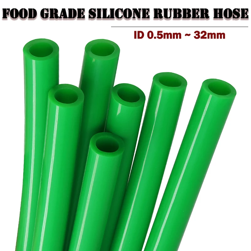 Green Food Grade ID 0.5mm ~ 32mm Silicone Tube Flexible Non-Toxic High Temperature Resistant Drink Water Connector Plumbing Hose