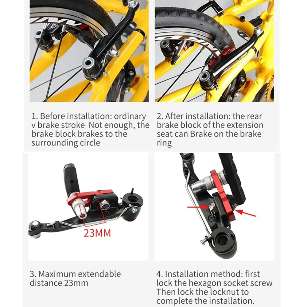 アルミ合金自転車キャリパーエクステンダー、Vキャリパーアダプター、引き出しタイプ、自転車コンバーター、黒、赤、ユニバーサル、406〜451