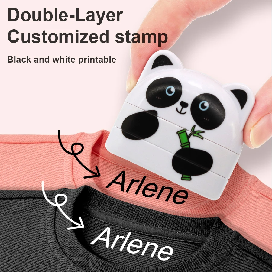 Benutzerdefinierter persönlicher Namensstempel für Kleidung, wasserdicht und lichtbeständig, schwarz-weiße Tinte, geeignet für alle Stoffe
