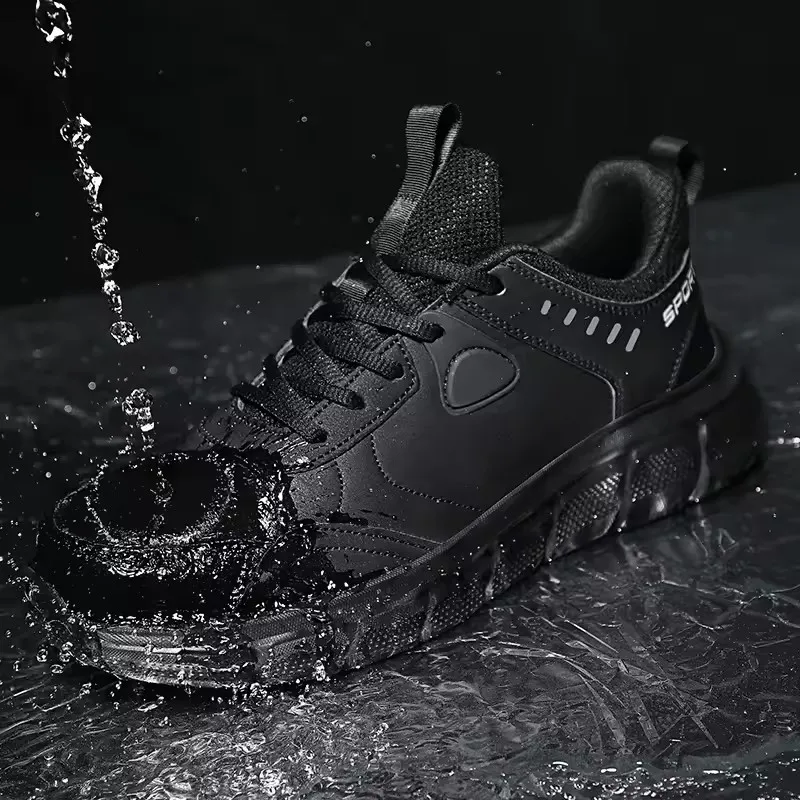 Men's Waterproof Work Shoes Lightweight Comfortable Anti Slip Shock-absorbing Sneakers Outdoor Casual Tennis Fashionable Shoes