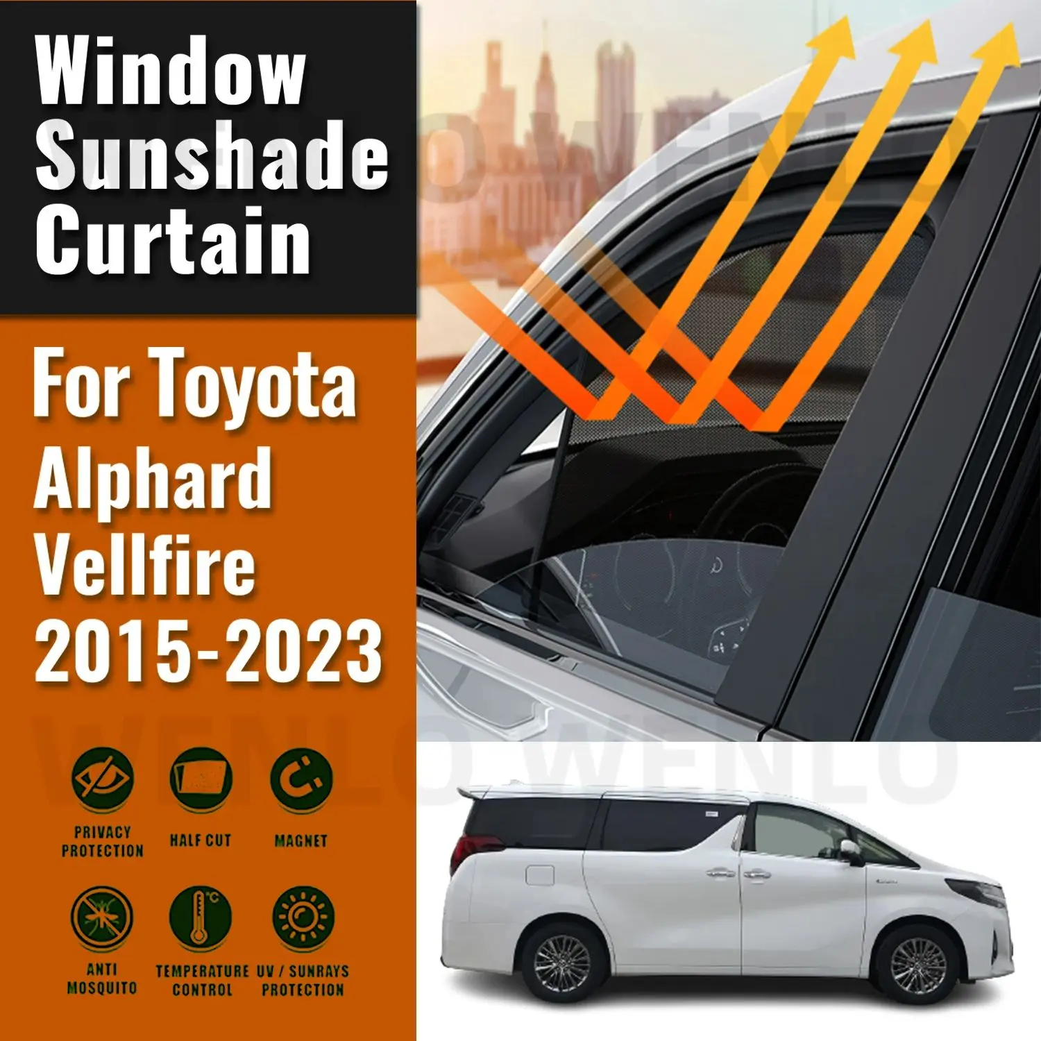 

For Toyota Alphard Vellfire AH30 2015-2023 Car Sunshade Visor Front Windshield Frame Curtain Rear Side Baby Window Sun Shade