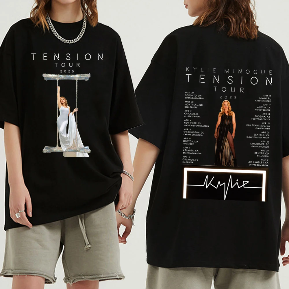 2025 Kylie Minogue Tension World Tour T-Shirts Unisex Harajuku O-Neck Short Sleeve Popular Music Shirts Fans Gift