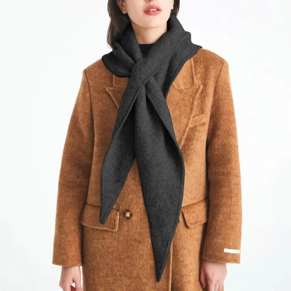 

Повседневная женская шаль из искусственного кашемира, однотонный утолщенный вязаный треугольный шарф, зимний теплый мягкий свитер, шаль, накидка