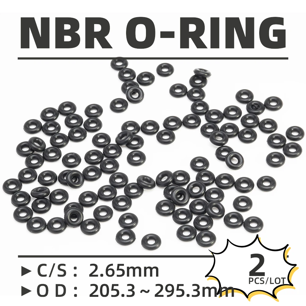 

2PCS/Lot Rubber Black NBR CS 2.65mm OD 205.3/210.3/217.3/223.3/225.3/235.3/241.3/245.3 mm O Ring Gasket Oil Resistant Waterproof