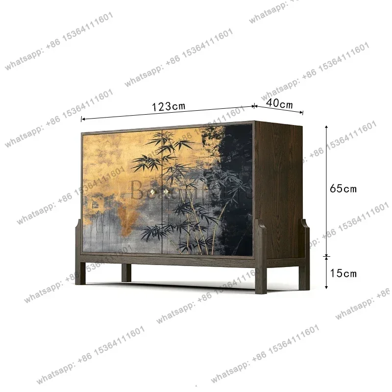 light luxury locker, high-footed cabinet next to the sofa in the living room, facing the door, solid wood porch cabinet