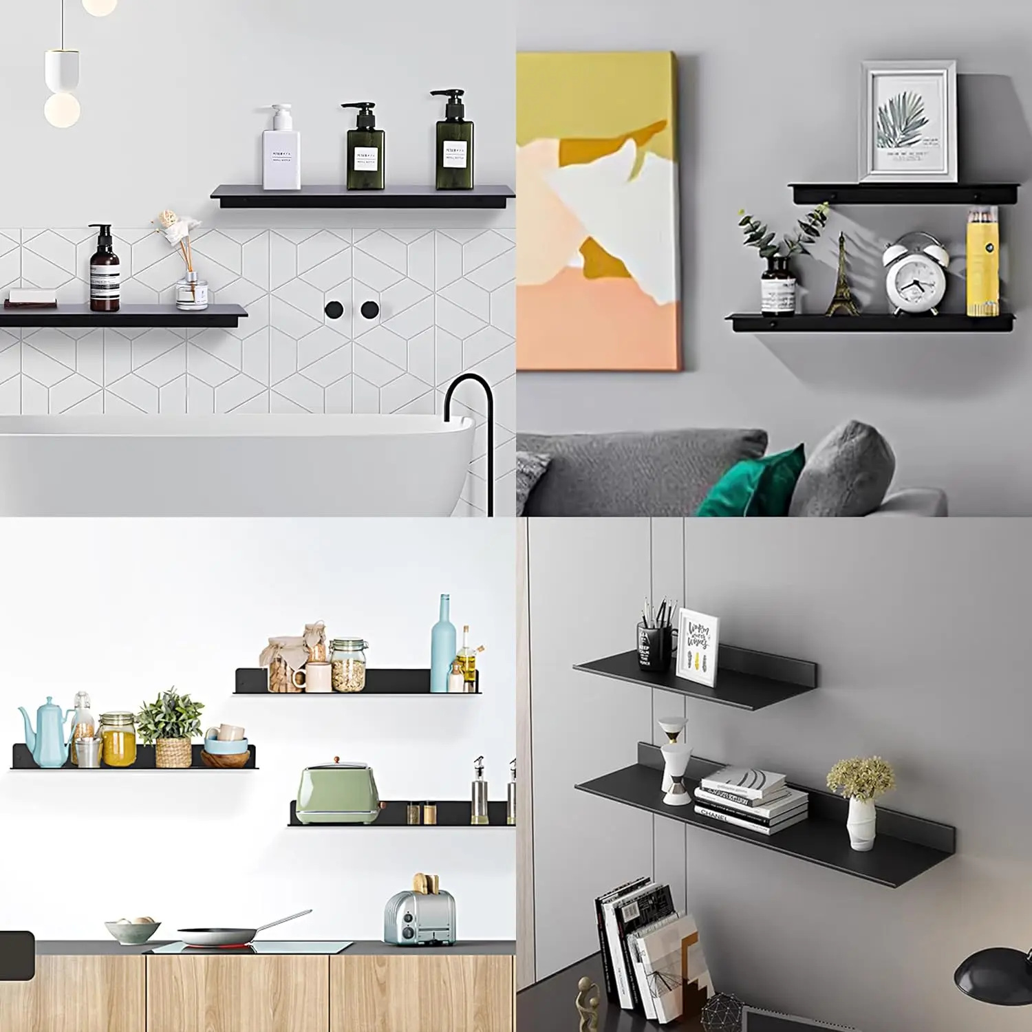 Brushed Black White Bathroom Storage Rack 30-50cm Modern Bathroom Shelves Kitchen Wall Shelf Home Accessories