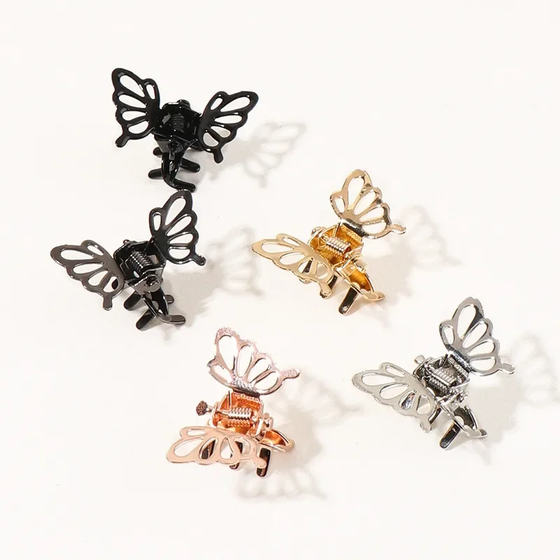 Mini pinza de pelo de mariposa de Metal para mujeres y niñas, Clip fijo de flequillo Retro, Mini horquilla de agarre de moda, accesorios para el