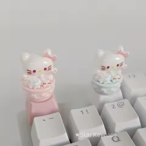 3D Cute pink KT Keycaps For Mechanical Keyboard Cherry MX Switch DIY Custom Key Cap