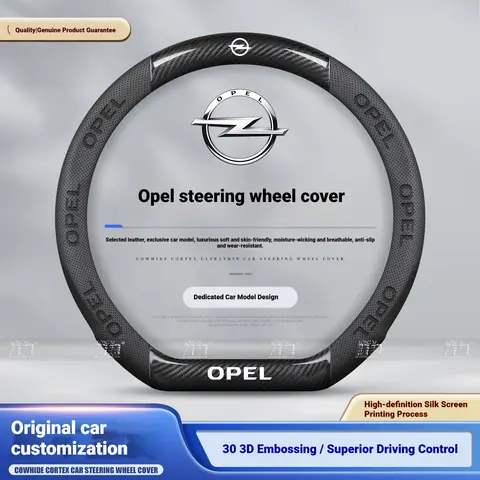 Opel ASTRA CORSA INSIGNIA Cover Car Steering Wheel Cover For Opel OPCline ASTRA CORSA INSIGNIA MOKKA VECTRA GTC Tigra Carbon fiber Leather Anti-Slip Accessories