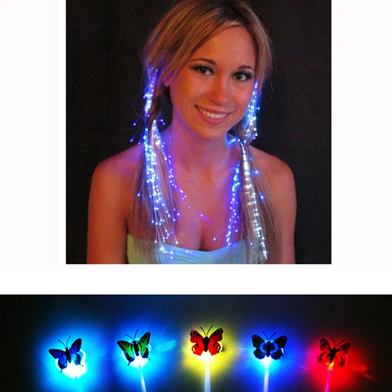 Christmas Fiber Optic LED Butterfly Braid Birthday Costume Glow Hair Braid In The Dark Light Up Headband Hair Accessories