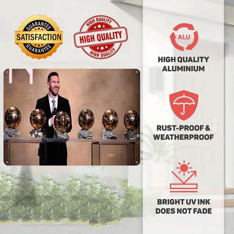 Lionel Andrés Messi Football Printed Poster Customized Retro Wall Art Vintage Metal Tin Signs for Home Gamer Decoration Room