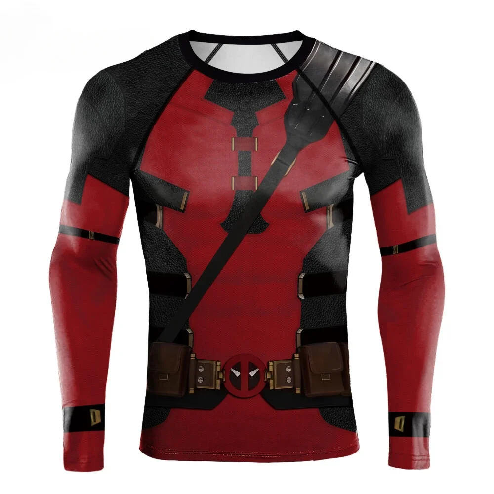 Cosplay Costume Compression Shirt for Men Long Sleeve Comics Superhero 3D Workout Compression Bodybuilding T Shirt Coaplsy Tops