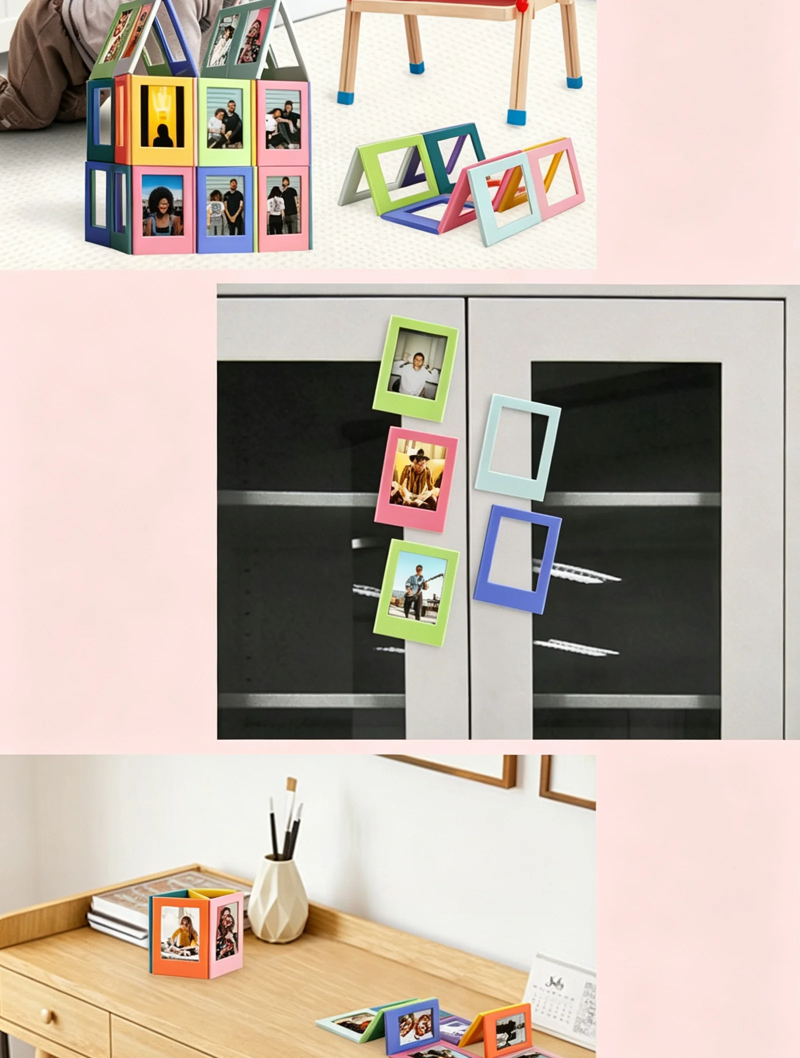 10pc 3-inch photo frames / photo fridge magnets for office, couple's bedroom, decorative items, small objects