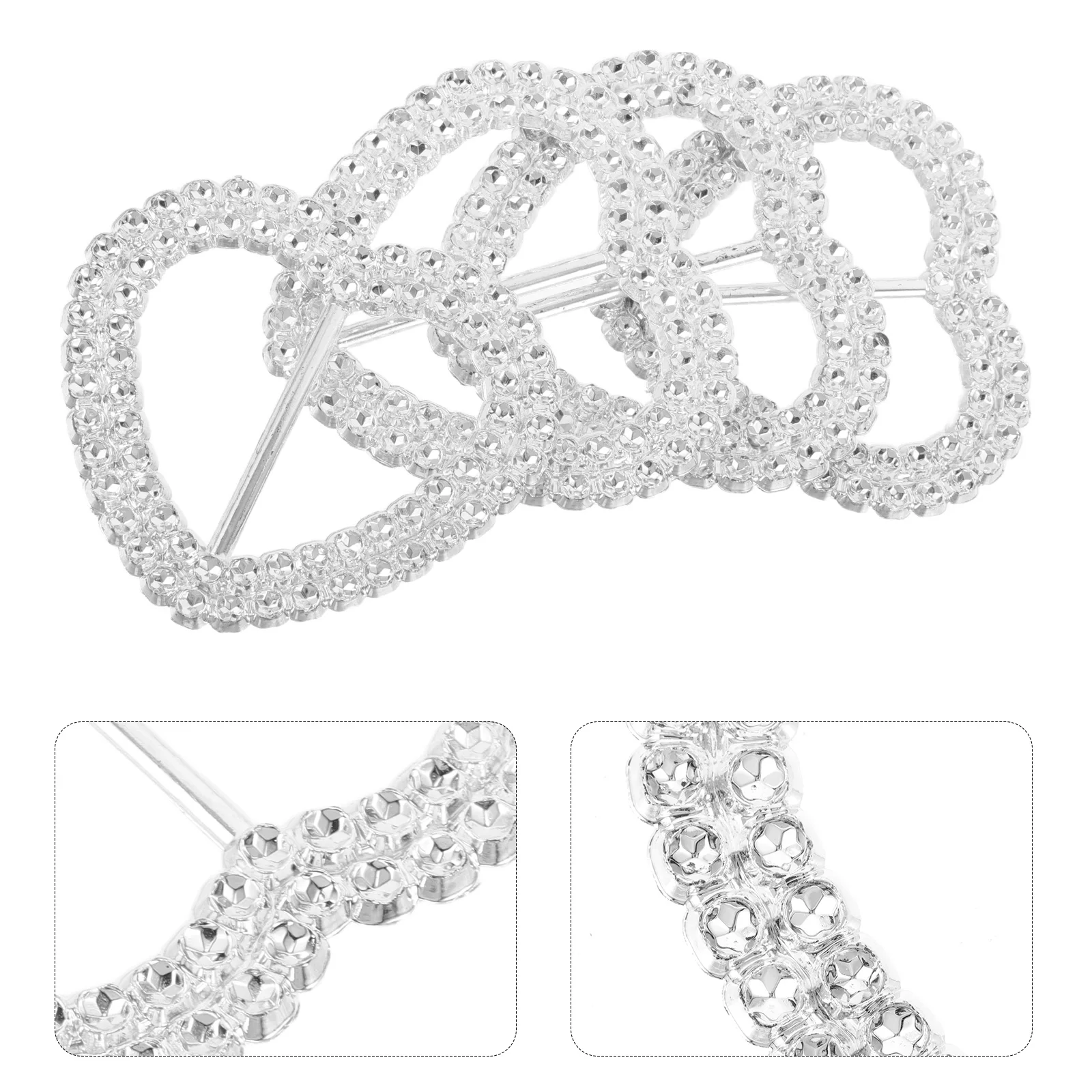 

100pcs Rhinestone Heart Scarf Buckle Slider Multi-Function Clips For Scarves Belts Clothes Fastening Decorative Accessories