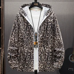 2023 Summer Light Leopard Jacket Men Hooded Windbreaker Sun Protection Clothing Male Fishing Hunting Clothes Size 5XL 6XL 7XL