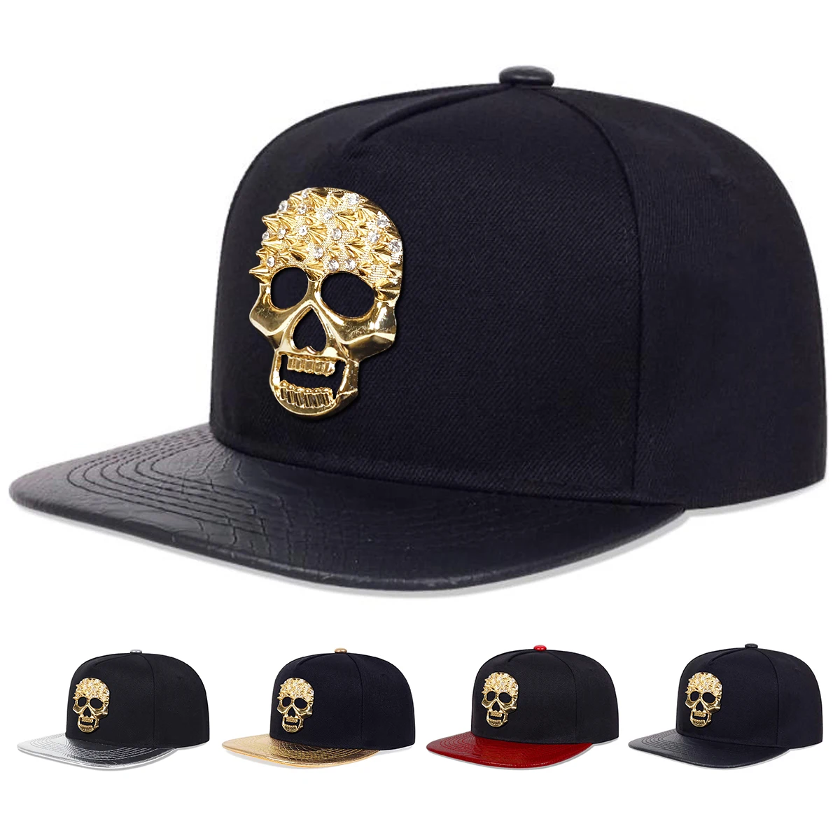 Unisex skeleton Label With Drill Hip-hop Hats Spring Autumn Outdoor Adjustable Casual Baseball Caps Sunscreen Hat