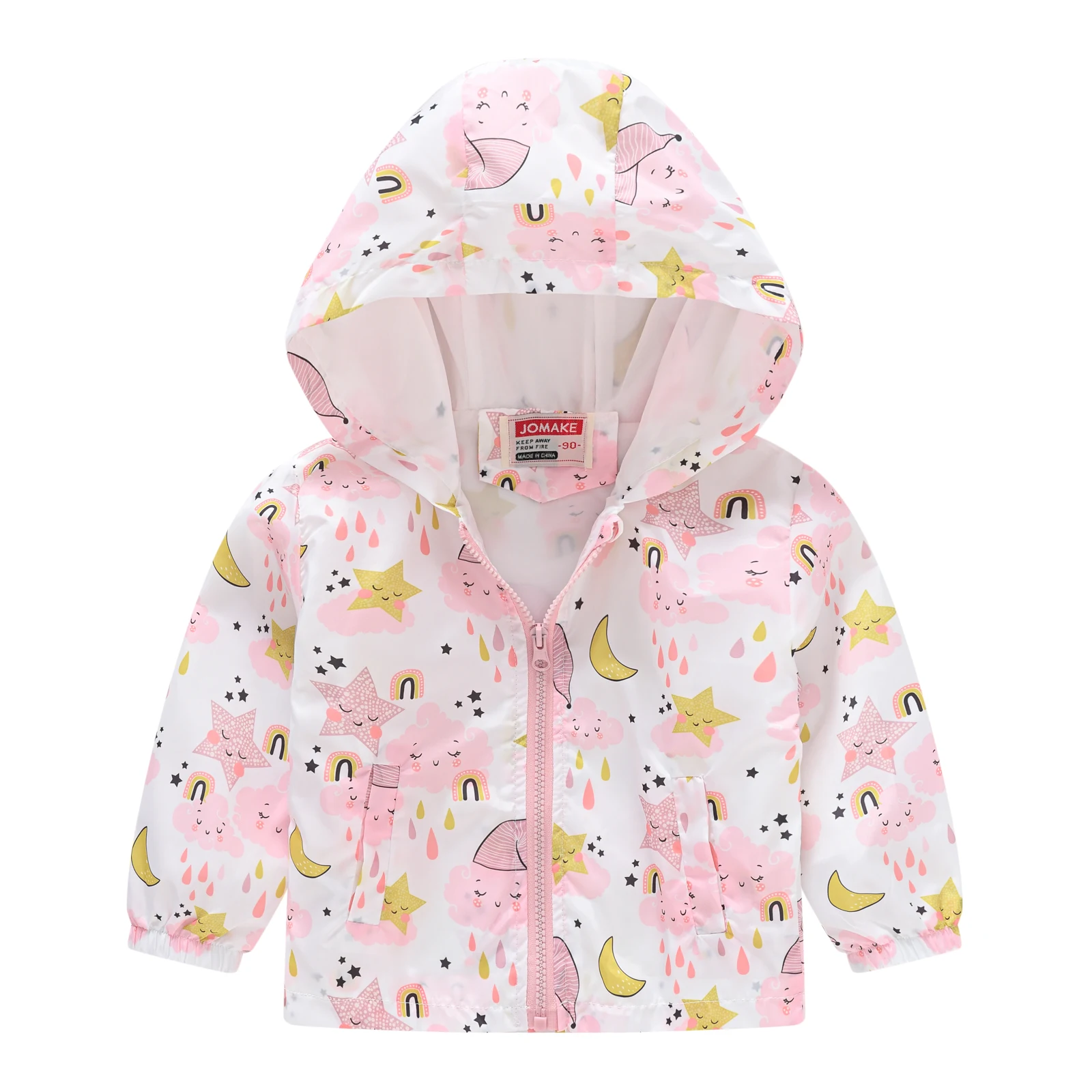 Boys and Girls Wind Cap Coat Assorted Cartoon Pattern Printed Zipper Coat Children Spring Wear