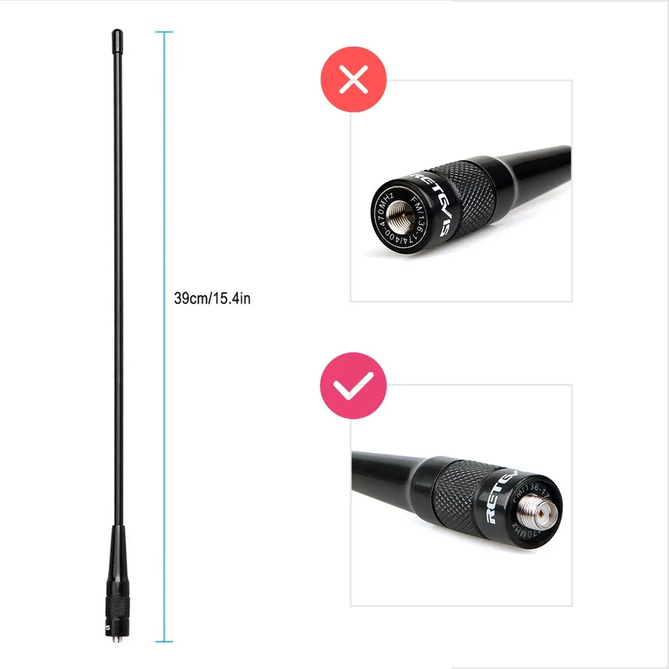 Hot Sale 144/430 Mhz Dual-Band Antenna For Baofeng UV5R UV-82 Band ANTENN 38 Cm/14.9 Inches 50 Ohm Black 144/430MHz