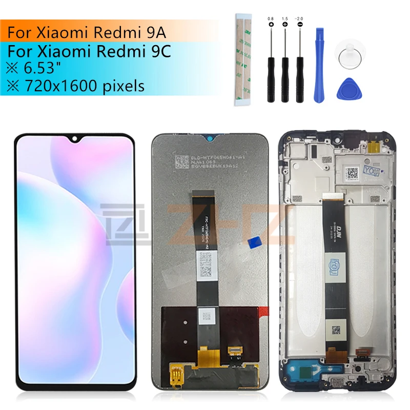 

For Xiaomi Redmi 9A/ 9C Lcd Display Digitizer Assembly With Frame For Redmi 9A Display Replacement Repair Parts 6.53"