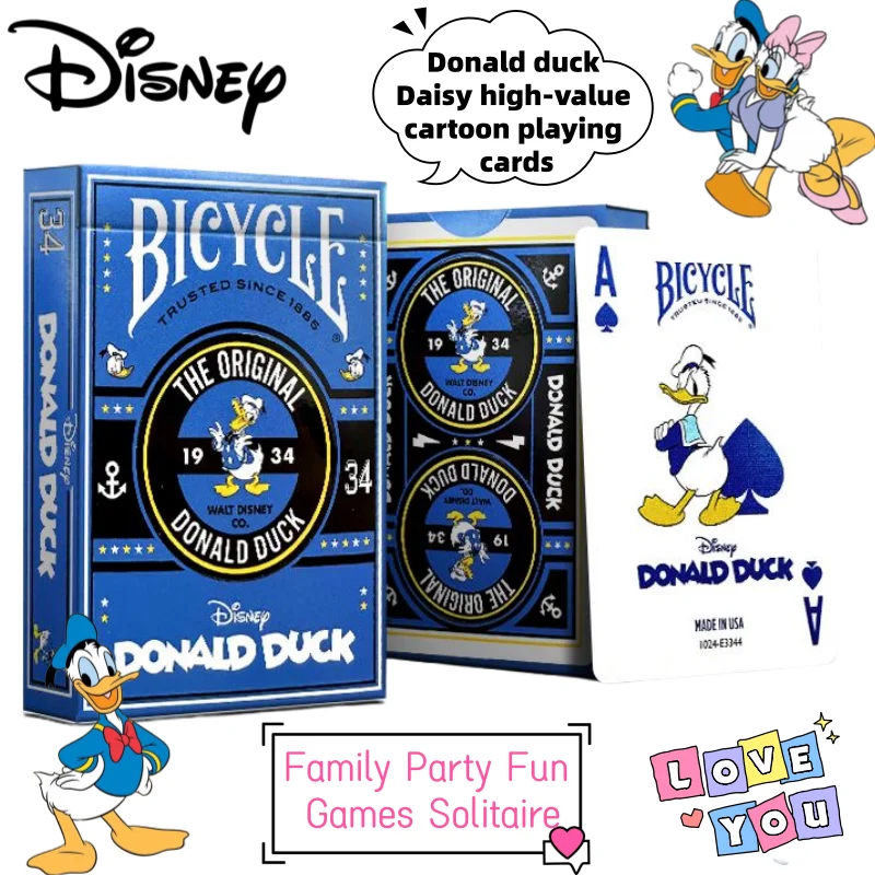 

Новые игральные карты с Дональдом Даком и Дейзи из мультфильмов Дисней, двухмерные, с мультяшным дизайном, высококачественные, креативные, для семейных вечеринок.