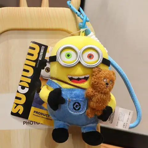Neueste Minions Tim Bär Rucksack Anhänger Schlüsselanhänger Kawaii Gefülltes Plüschtier Handgemachte Puppe Cartoon Anime Süßes Geschenk Lustige Puppe