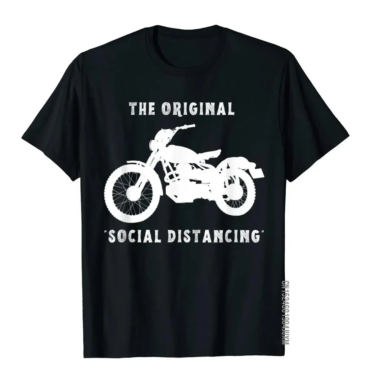 Funny Motorcycle Original Social Distancing T-Shirt Personalized Tops Tees Cotton Student T Shirts Summer Company