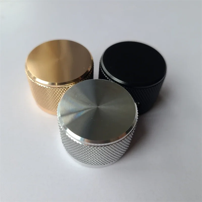 

2pcs Aluminum Alloy Knob For Potentiometer Knob No Mark Knurled Silver Solid 30*22mm Encoder Volume Control HI-FI amplifier cap
