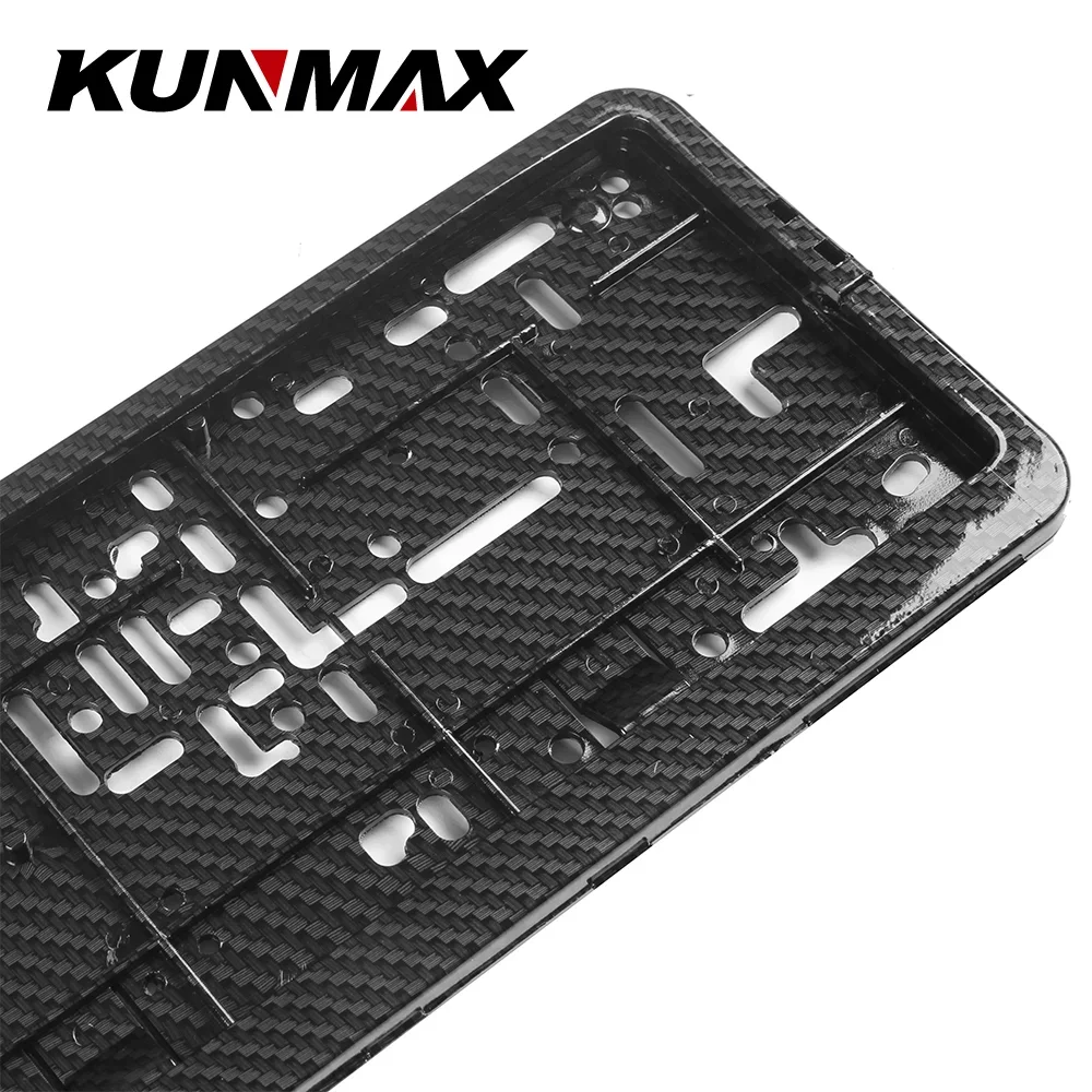 2PCs Carbon Style Black European License Plate Frame Auto Accessory Waterproof Holder with Mounting License Plate