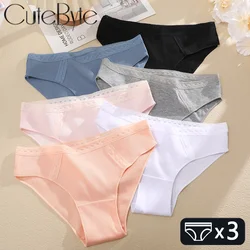 3PCS Women's Cotton Panty Underwear Cute Sexy Panties Female Seamless Underpants Solid Color Panty Intimates Women Lingerie S-XL