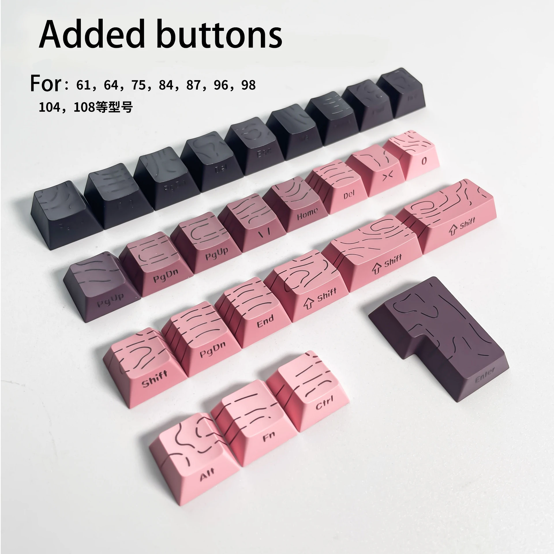 أغطية مفاتيح PBT وردية متدرجة 135 مفتاحًا لملف الكرز أغطية مفاتيح مزدوجة النار مطبوعة جانبية RGB بإضاءة خلفية Cherry MX Switch Gamer Keyboa #5