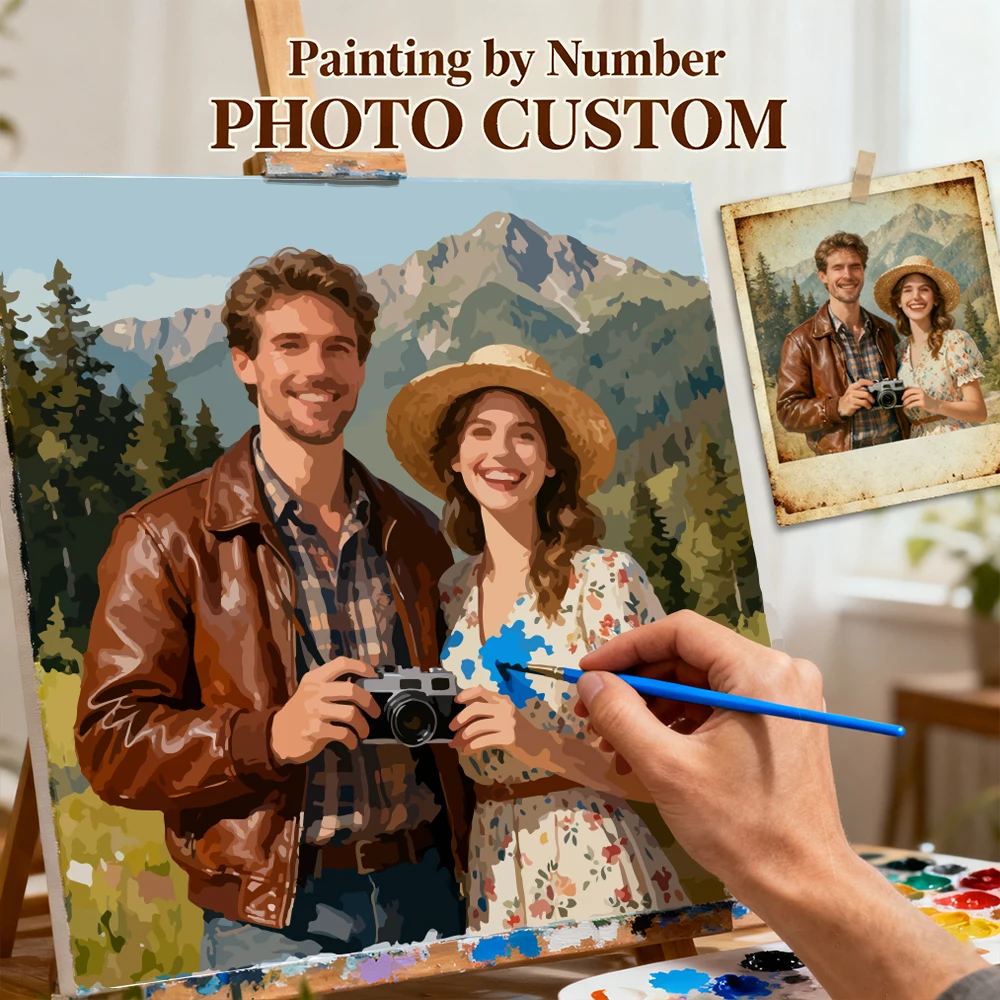 Image of HUACAN Malen nach Zahlen, individuelles Foto, handgemaltes Kits, kreatives Hobby-Ölgemälde, private Wohnzimmer-Dekoration, einzigartiges Geschenk