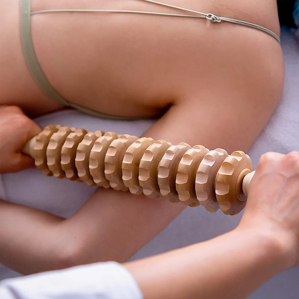 Rouleau de massage musculaire en bois, outil de thérapie du bois, masseur de proximité lymphatique, point de certes de la cellulite, libération musculaire