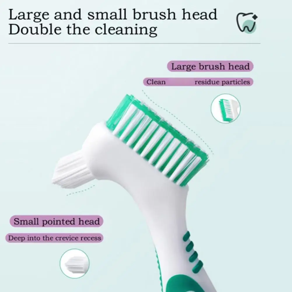 Brosse de nettoyage de prothèses dentaires, brosse à fausses dents, poils multicouches doux, soins buccaux, brosse à dents douce et sûre, 1 pièce