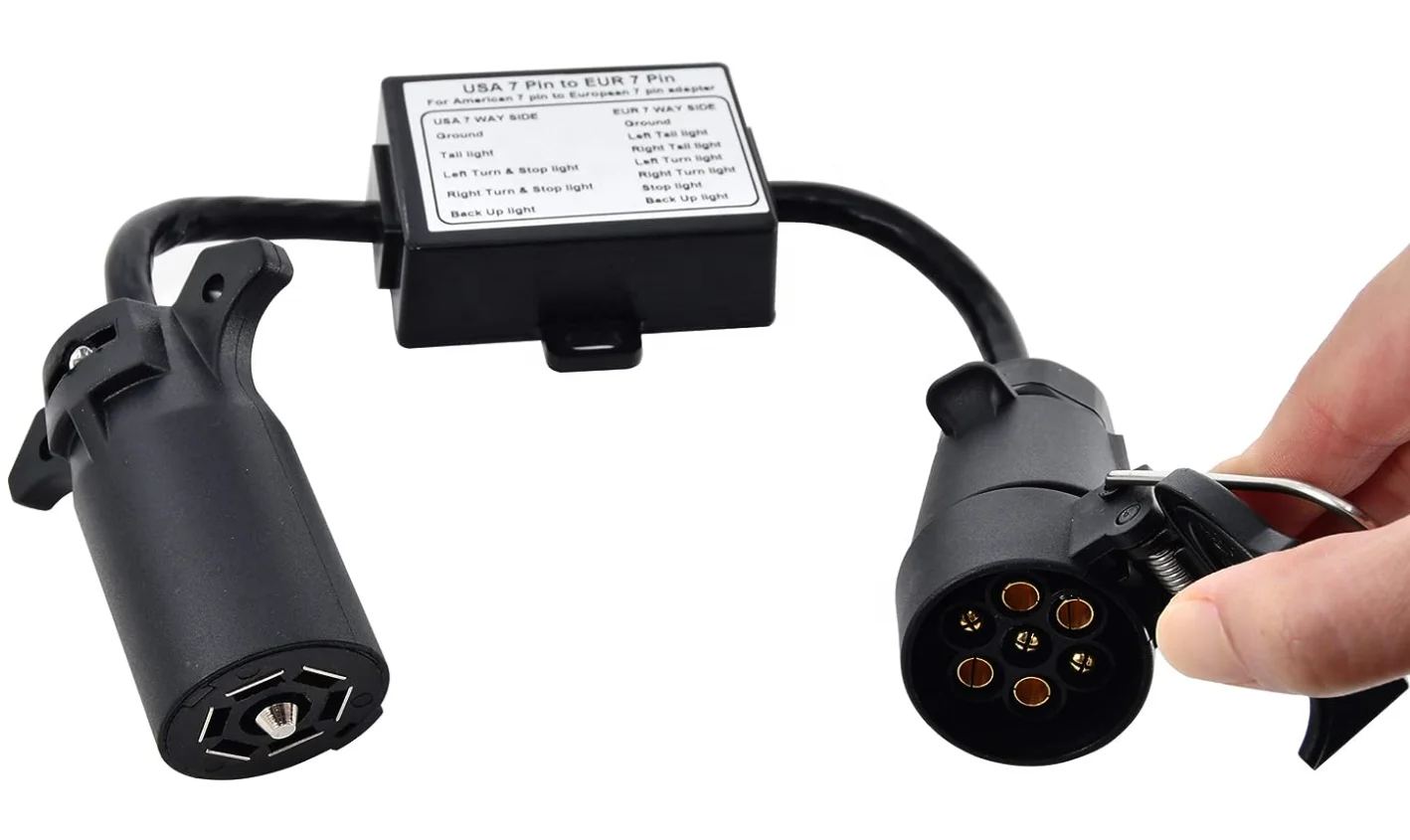 Us to EU Connect Optical Converter US 7-way Flat Socket to EU 7-pin Round Plug  Two-conductor Stop signal Separation Converter