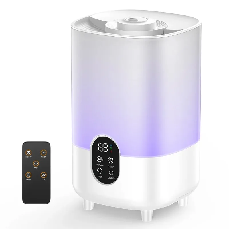 Umidificador de Ar Portátil 4L, Pequeno Difusor de Aroma com 2 Saídas de Spray, Grande Capacidade, Umidificador USB para Casa com Esterilização UV