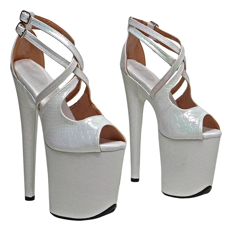 

Leecabe 8Inch/20cm Snake holographic Upper Trendy fashion Platform High Heels Stiletto Sandals stripper heel Pole Dance shoes