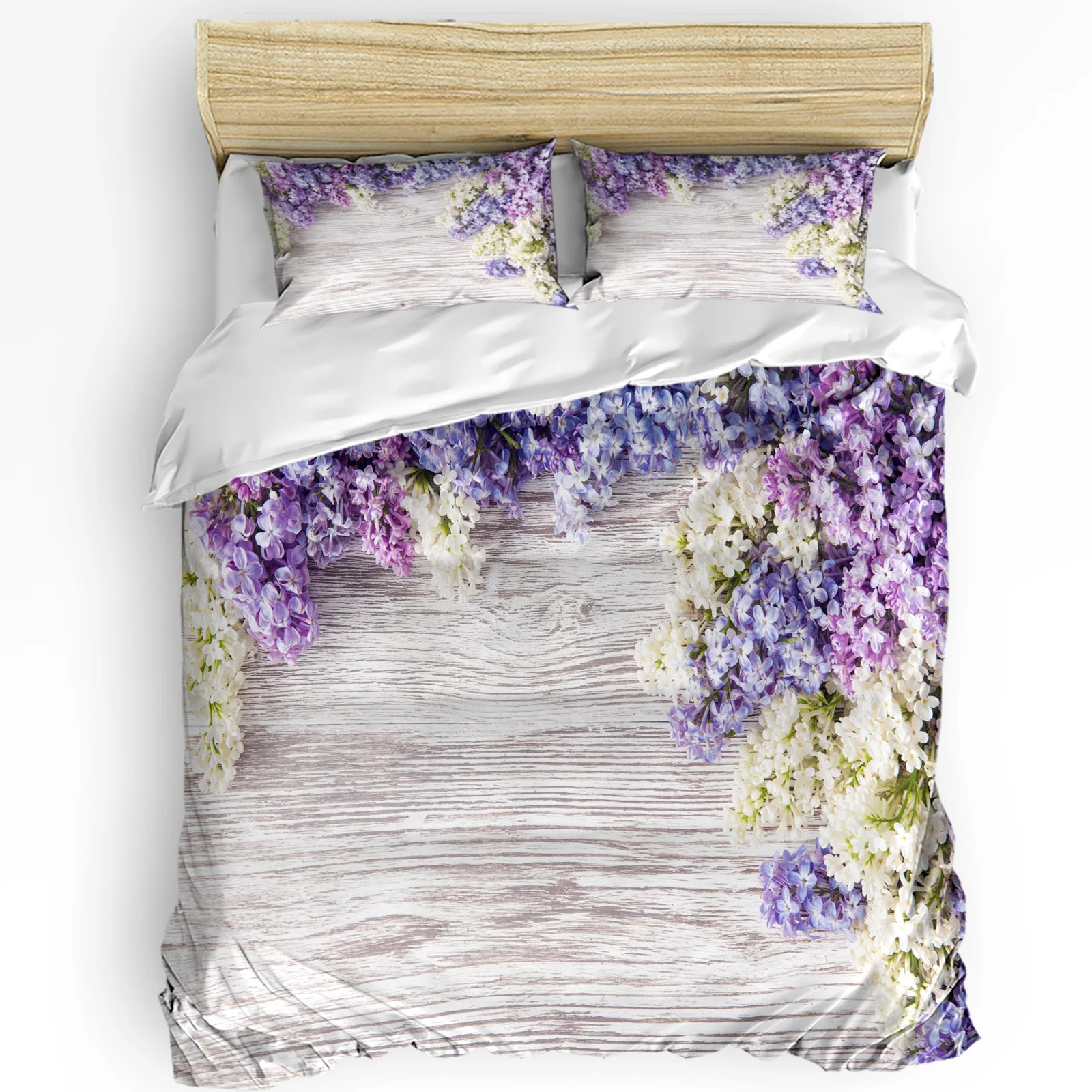 

Purple Lilac Flower Wooden Board Bedding Set 3pcs Duvet Cover Pillowcase Kids Adult Quilt Cover Double Bed Set Home Textile