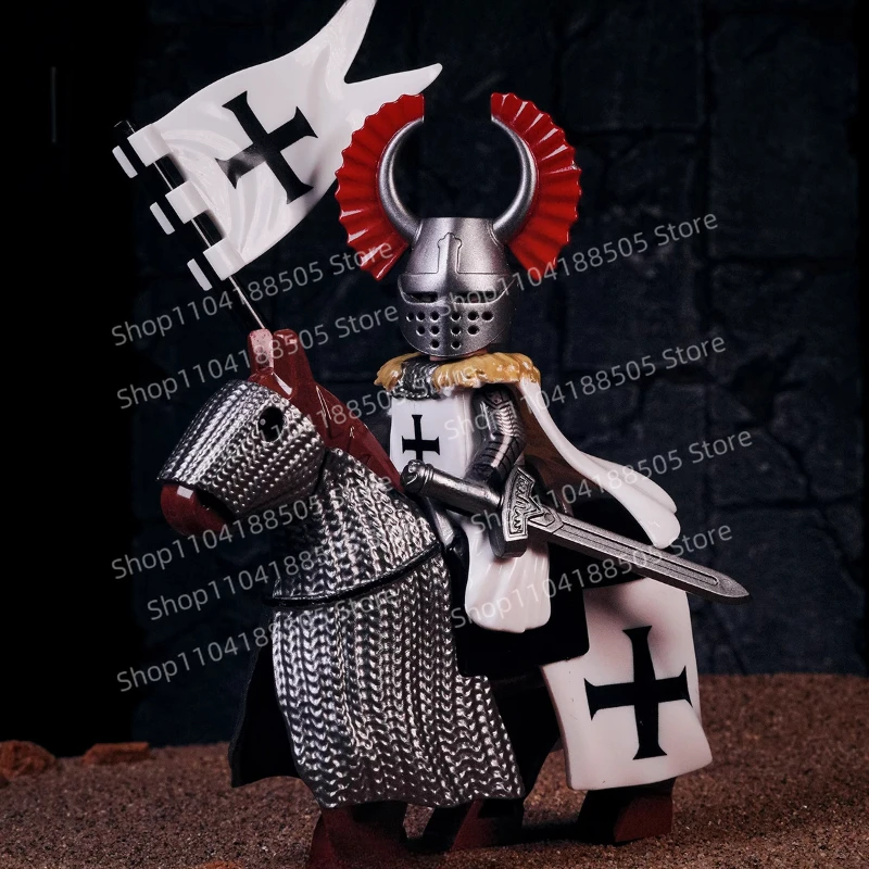 MOC Bouwsteen Mini Beeldje Middeleeuwse Oude Battle Cross Militaire Armor Rijden Samurai Corps Assembleren Speelgoed Cadeau Collectio
