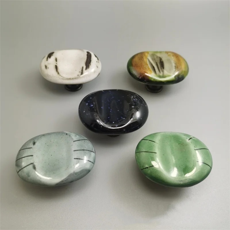 Novo estilo chinês cerâmica armário maçaneta da porta gaveta alças artesanal guarda-roupa cupbaord puxa criativo cozinha sapato botões