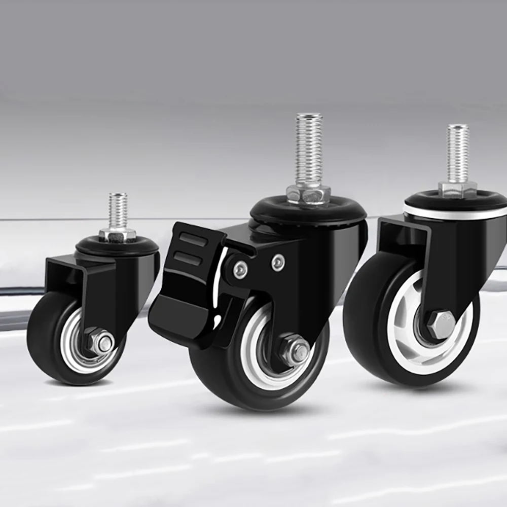 

1Pcs 2-5 Inch Black Heavy-Duty Casters Silent Rotation Universal Universal Table Chair Wheels Hand Push Brake Wheel Accessorie