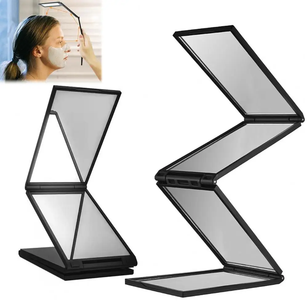 2025 Multi-Angle Folding Self Haircutting Mirror Head Back View Available Makeup Mirror 4-Way Braiding Barber Handheld Mirror