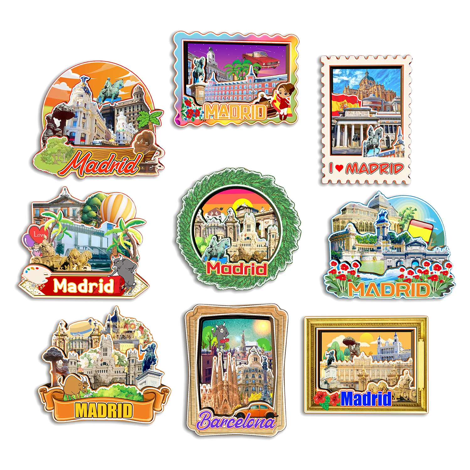 Barcelona Madrid SPAIN Fridge Magnet Travel Souvenir Gift Handmade Decorative Refrigerator Sticker Home Decoration