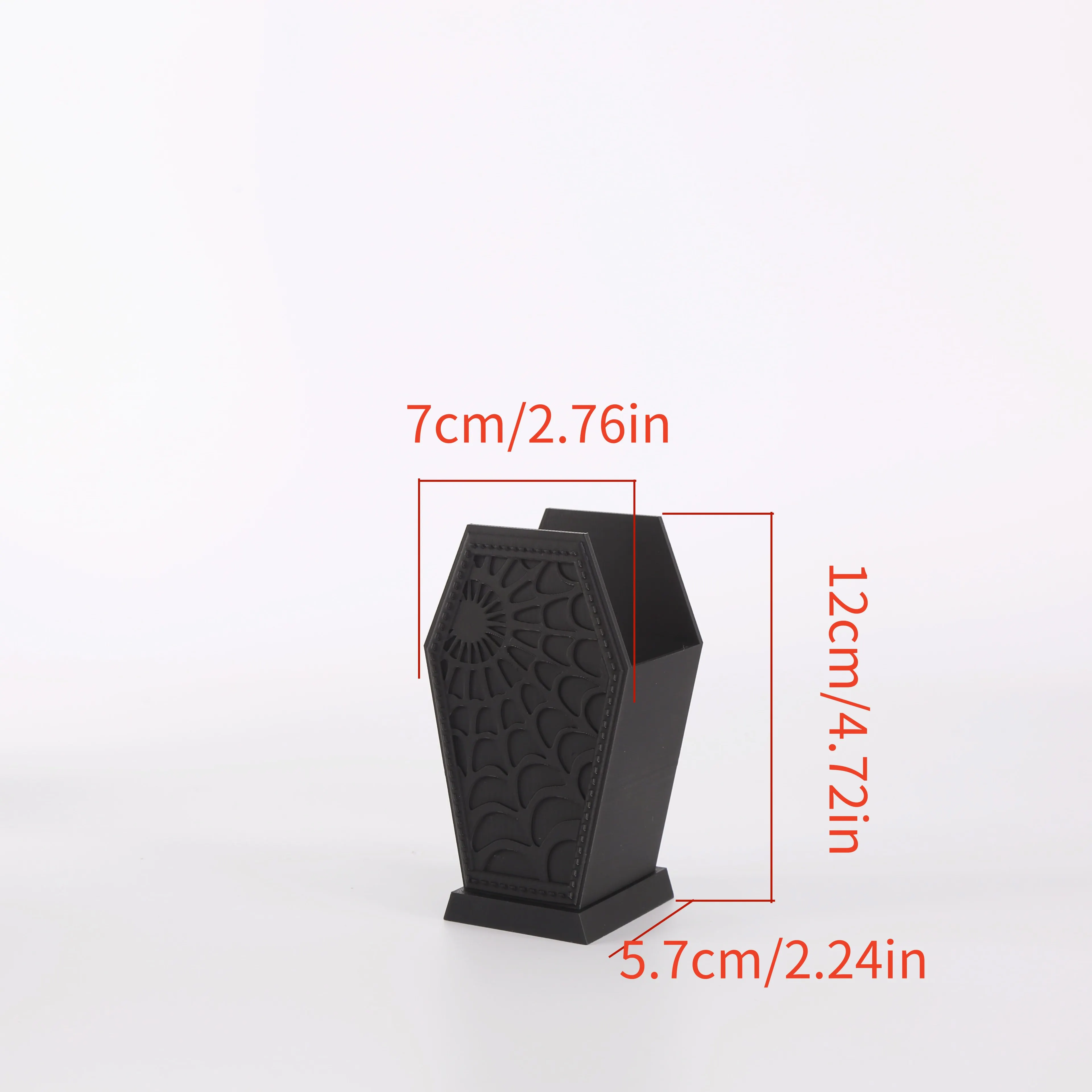 

1 piece of 3D printed Gothic coffin shaped spider web makeup brush holder - lightweight plastic storage box