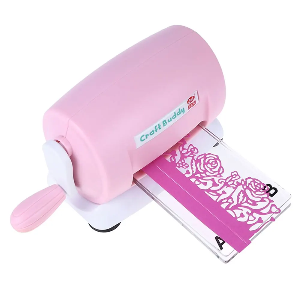 Pink embossing machine, 1 die cutting machine with 2 back panels, foldable extended platform cutting machine